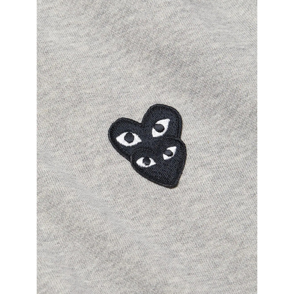 COMME DES GARCONS CDG PLAY GRAY FULL ZIP HOODIE WITH BLACK HEART - Picture 6 of 8